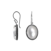 AE-6212-MOP Sterling Silver Oval Shape Earring With Mother Of Pearl Jewelry Bali Designs Inc